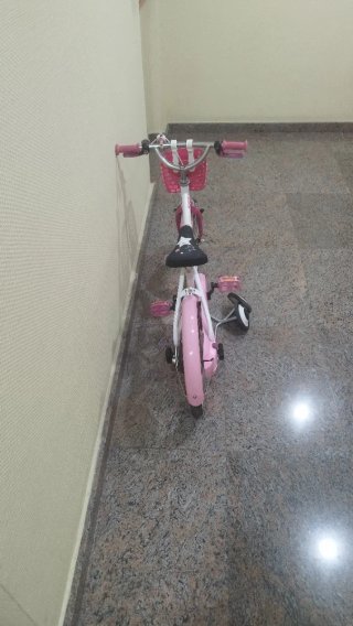 Bicicleta infantil rosa con ruedines