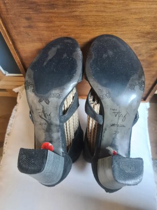 Sandalias botín de ante azul/gris oscuro Zara T39