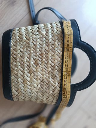 Bolso Cesto Parfois Paja y Piel Negro Beige