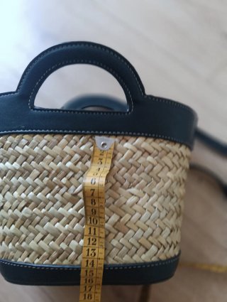 Bolso Cesto Parfois Paja y Piel Negro Beige