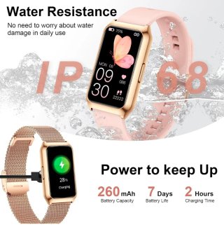 Smartwatch Mujer 1,47” IP68 Fitness Oro Rosa