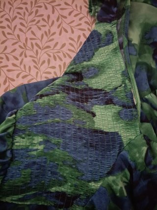 Vestido largo talla grande estampado verde y azul
