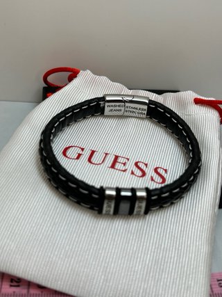 Pulsera Guess Unisex Acero Inoxidable Negra cuero