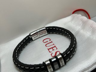 Pulsera Guess Unisex Acero Inoxidable Negra cuero
