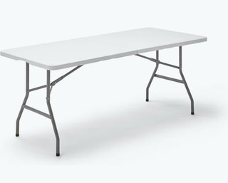 Mesa y 2 bancos Plegables Blanco y Gris