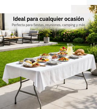 Mesa y 2 bancos Plegables Blanco y Gris