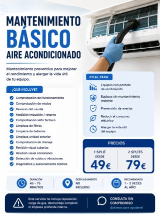 MANTENIMIENTO BÁSICO AIRE ACONDICIONADO — DESDE 49