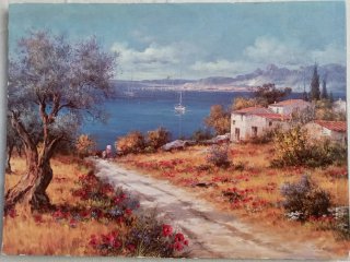 Dipinto acrilico su MDF: Campo di girasoli