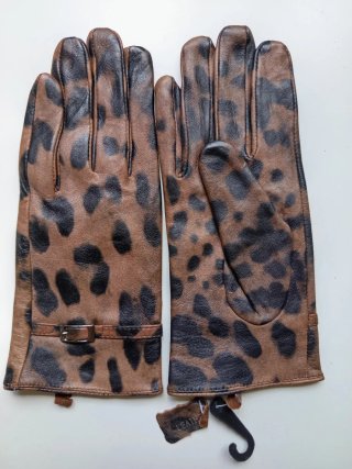 Guantes Piel Estampado Leopardo Talla M