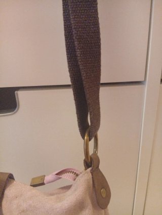 Bolso de ante rosa y marrón