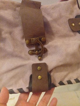 Bolso de ante rosa y marrón