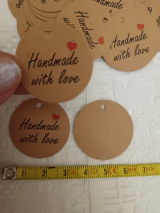 50 Cartellini Rotondi Handmade with love
