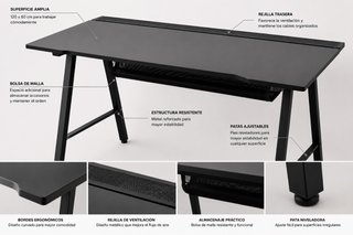 Mesa de escritorio negra 120x80 cm
