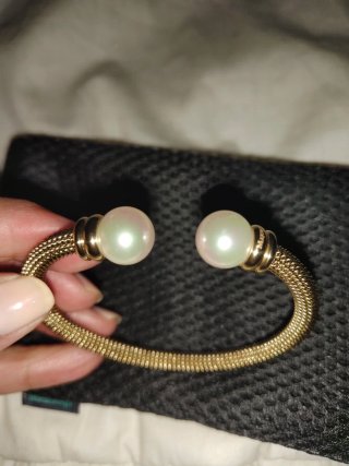 Pulsera Mayorica Dorada con Perlas Blancas