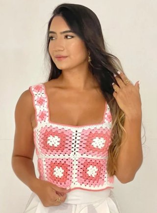 Top tejido VINA degradado rosa y amarillo
