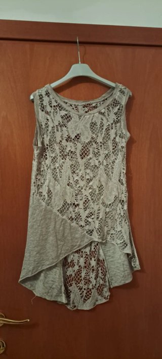 Maglia traforata beige taglia unica