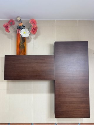Conjunto mueble de baño madera y armario