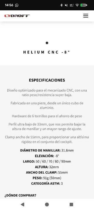 Potencia 50mm Onoff Helium CNC 91g