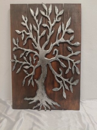 Cuadro árbol de la vida madera y metal