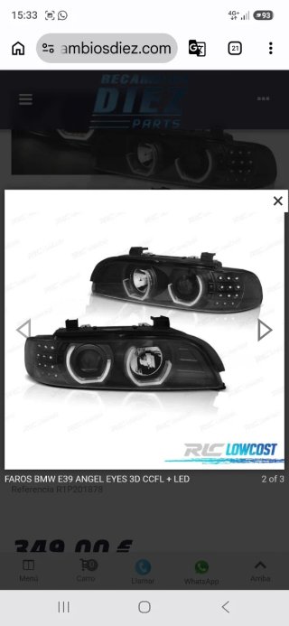 Faros Led BMW E39 Angel Eyes CCFL