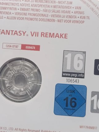 Final Fantasy VII Remake Promo Disc PS4