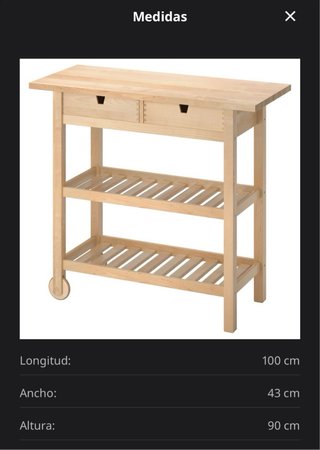 Carrito de cocina de abedul macizo