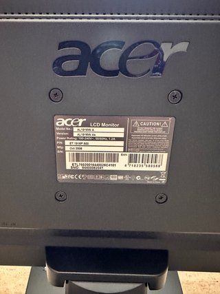 Monitor PC Acer AL1916W 19” (1440x900) con Scatola