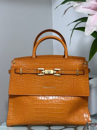 Bolso Guess Luxe Naranja Cocodrilo