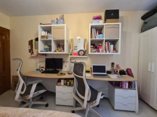 Set di 2 scrivanie + 2 poltrone + 2 librerie