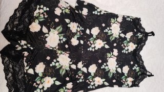 Pijama Estampado Flores Negro