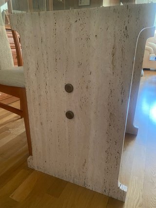 Mesa de comedor de cristal y piedra