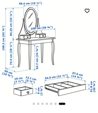 Tocador Ikea Blanco con Espejo Ovalado
