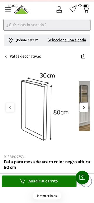 Patas para mesa de acero negro 80 cm(leroy merlin)