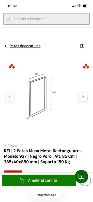 Patas para mesa de acero negro 80 cm(leroy merlin)