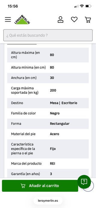 Patas para mesa de acero negro 80 cm(leroy merlin)