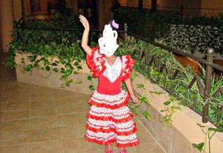Traje de Sevillana rojo y blanco