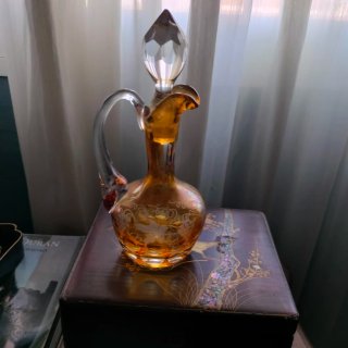 Vinajeras antiguas Bohemia cristal tallado h1900