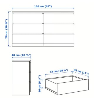 Cómoda Malm 6 cajones blanca Ikea