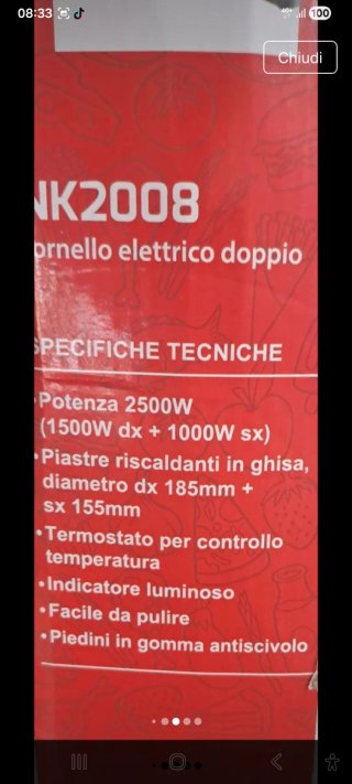 Fornelletti elettrici Necchi 2 fuochi