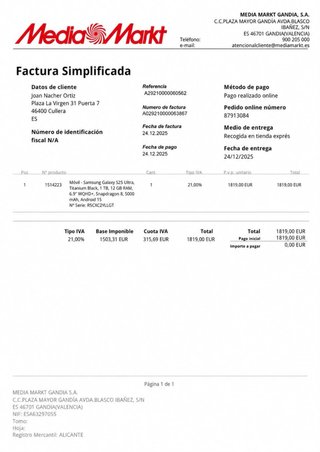 Samsung Galaxy S25 Ultra en  su Caja Negra