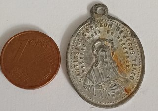 Medalla religiosa antigua Auxilium Christianorum