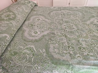 Colcha Cama 135 Diseño Floral Verde