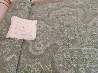 Colcha Cama 135 Diseño Floral Verde