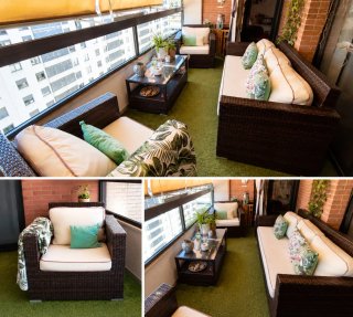Conjunto sillones jardín mimbre y tela