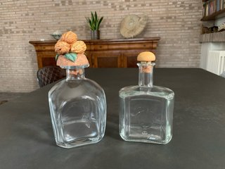 Set 2 Bottiglie Liquore Vetro con Tappo Sughero