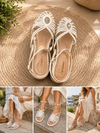 Sandalias blancas trenzadas verano