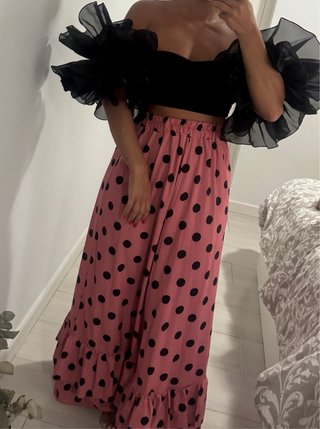 Conjunto Rociero Falda Lunares y Top Negro
