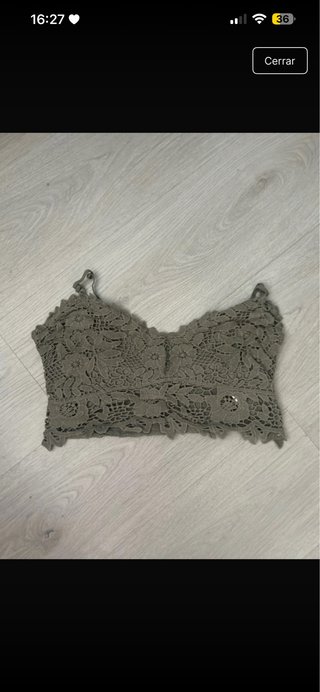 Top encaje verde militar talla única