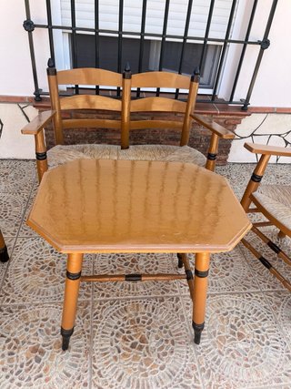 Juego mesa y sillas rústicas madera