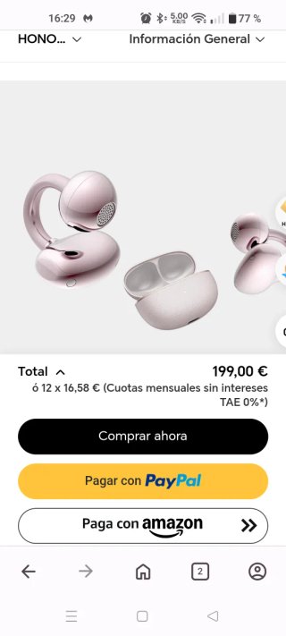 Honor Esrbuds clip 2 Pro valor 199€ -25%